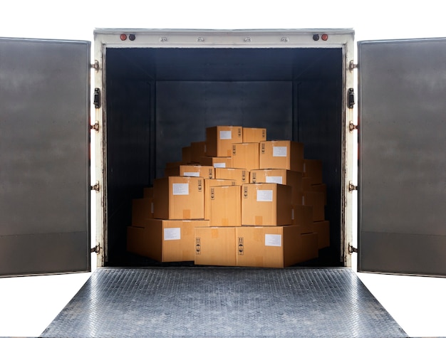 Premium Photo | Package boxes load with shipping cargo container ...