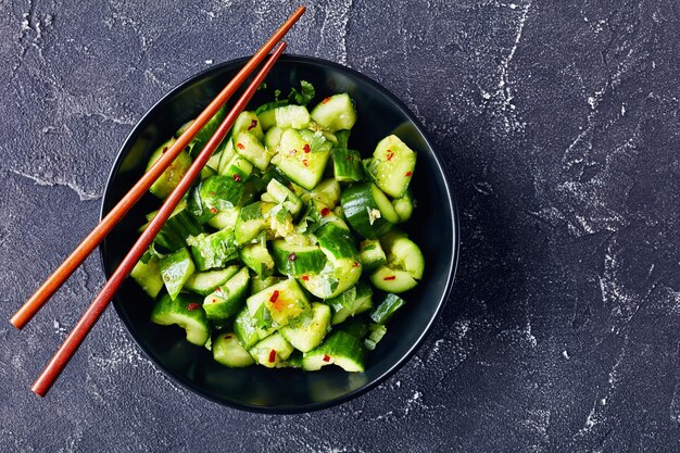 Premium Photo Pai Huang Gua Chinese Smashed Cucumber Salad