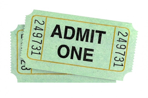 Pair Of Admit One Tickets Isolated On White Background. 