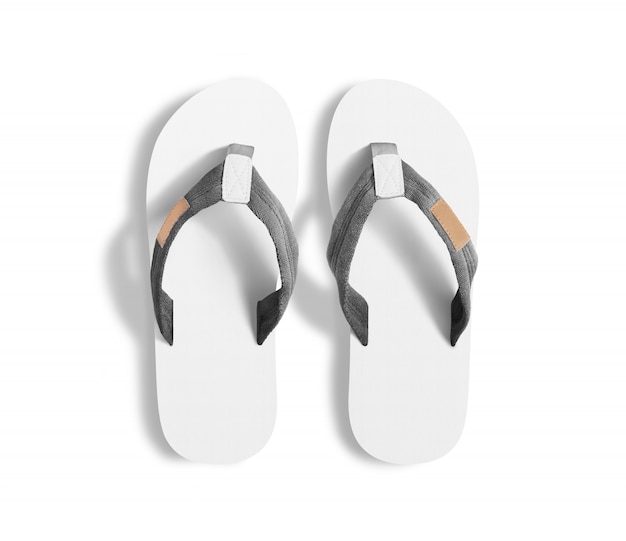 Pair of blank white slippers, design mockup. | Premium Photo