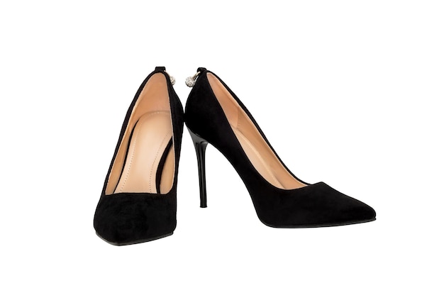 Premium Photo | Pair of female shoes on heeled. isolated on white.