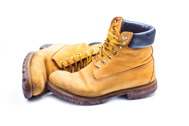 yellow work boots