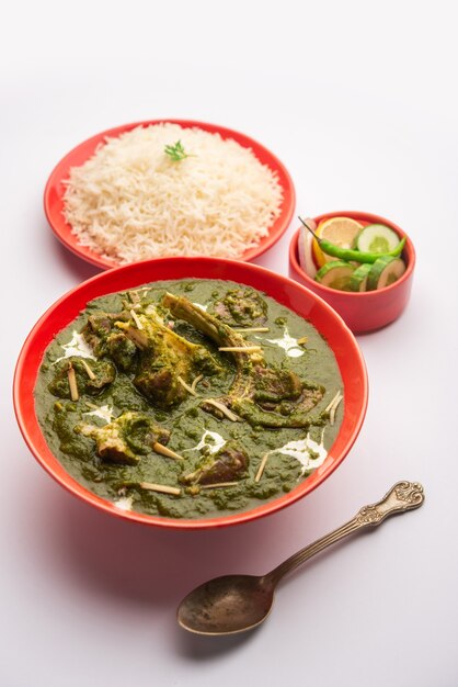 Premium Photo | Palak gosht or mutton curry, indian style spinach and ...