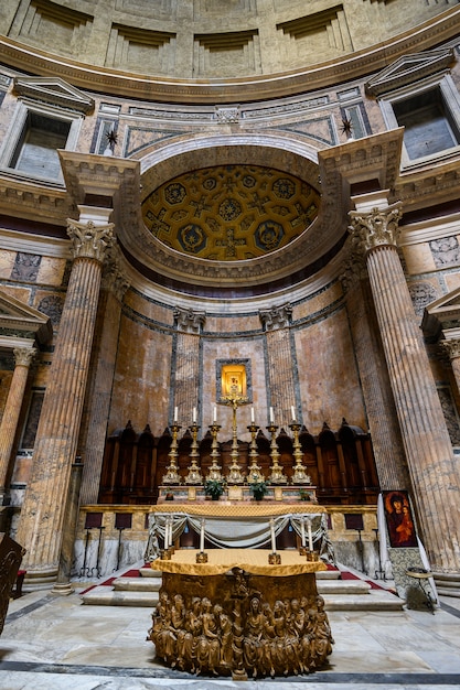 Premium Photo | Panorama of the pantheon interior with altar. inside ...