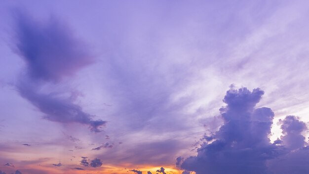 パノラマ紫の薄明の空と雲 プレミアム写真