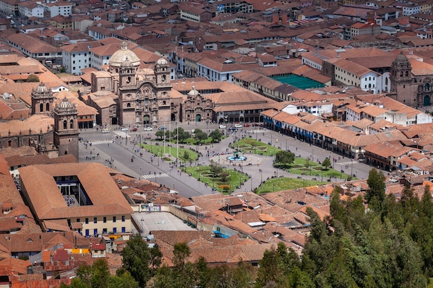Premium Photo Panorama View Of Cuzco City Historical Center Plaza Armas