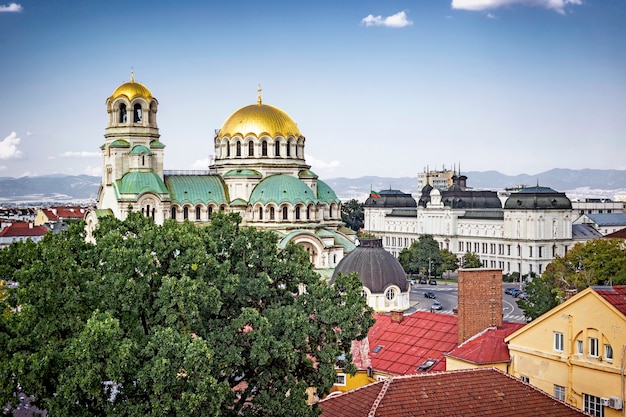 Panoramic cityscape of sofia, bulgaria Premium Photo