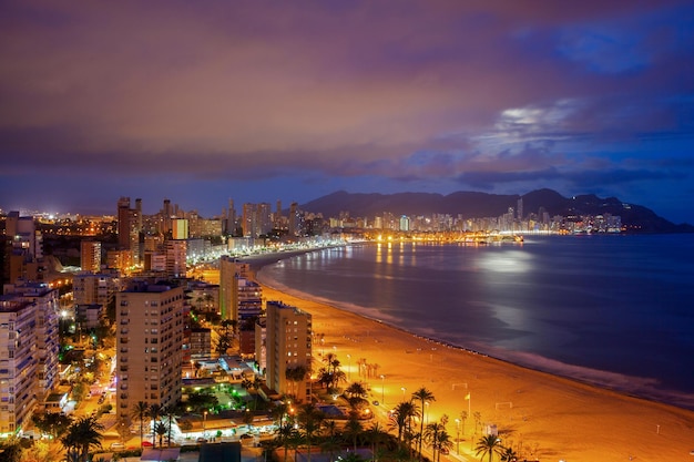 Premium Photo | A panoramic view of benidorm at dusk