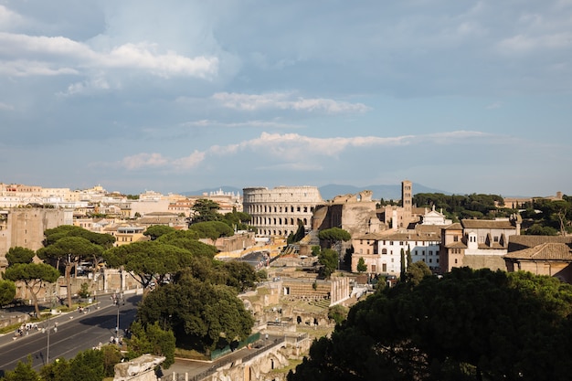 Premium Photo | Panoramic view of city rome with roman forum and ...