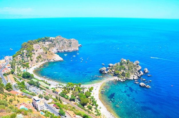 Premium Photo | Panoramic view of isola bella island and beach ...