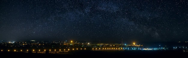 Premium Photo Panoramic View Of The Starry Night Sky Above The City