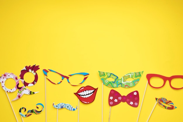 Download Free Photo Paper Masks On Yellow Background Yellowimages Mockups