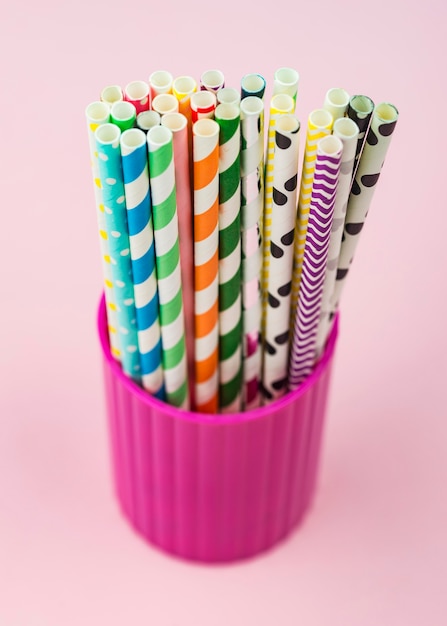 Free Photo | Paper straws in a cup high view