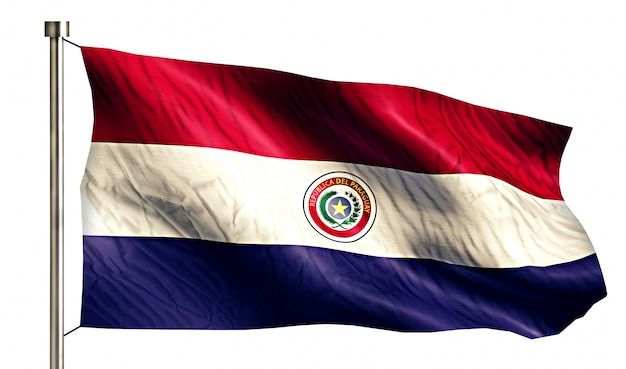 Paraguay national flag isolated 3d white background