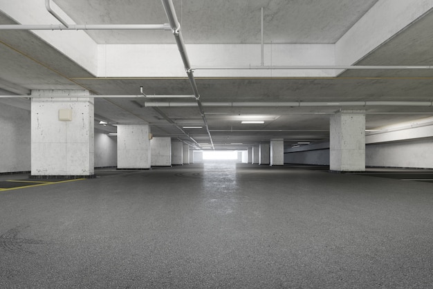 Premium Photo | Parking area space with grunge texture style. 3d rendering