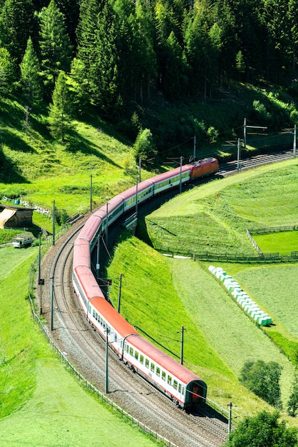 Premium Photo | Passenger train at the brenner railway in the austrian alps