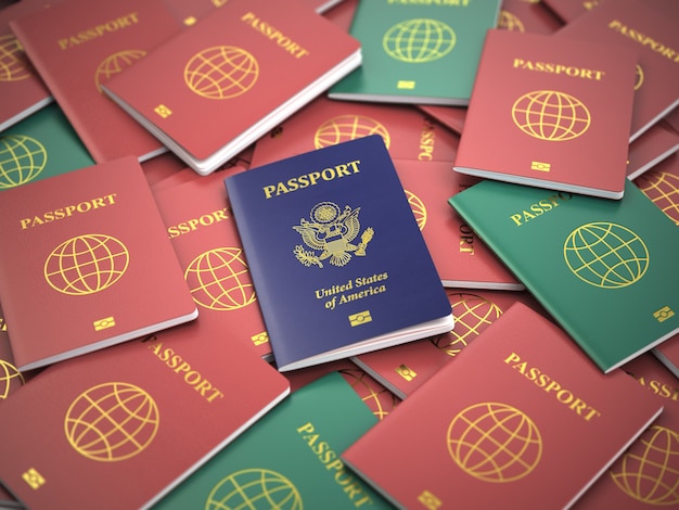 Premium Photo | Passport of usa on the pile of different passports ...