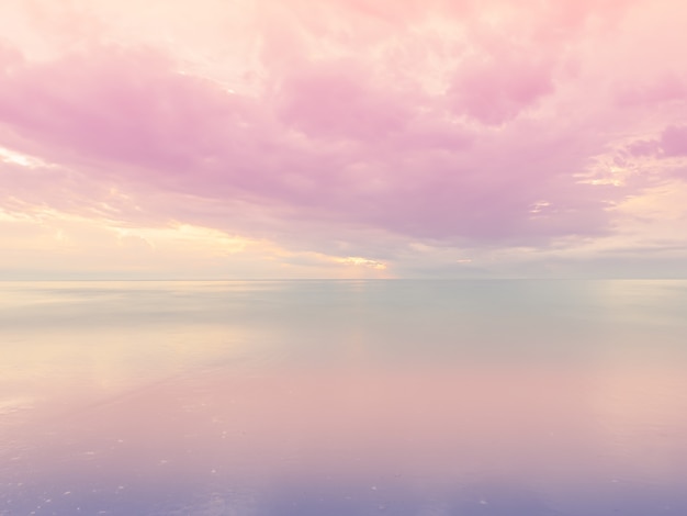パステルカラーの海と空 美しい風景の海辺の背景 プレミアム写真