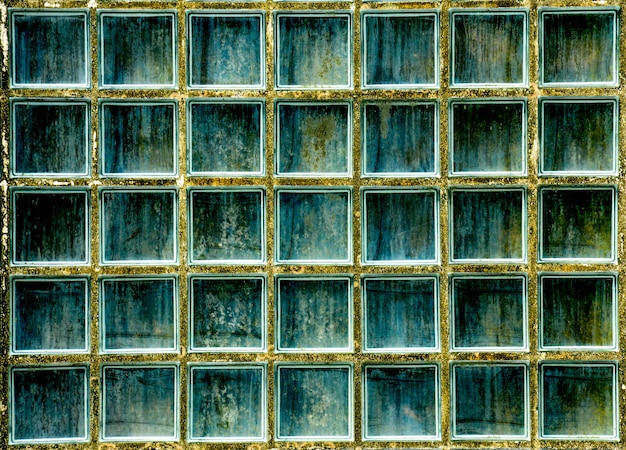 ガラスブロックの壁のテクスチャと背景のパターン プレミアム写真