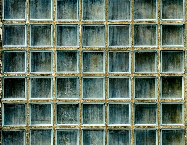 ガラスブロックの壁のテクスチャと背景のパターン プレミアム写真