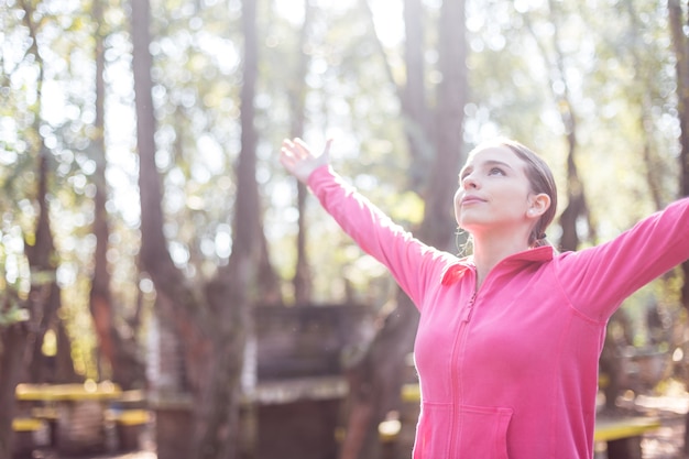 Peaceful girl feeling freedom outdoors Free Photo