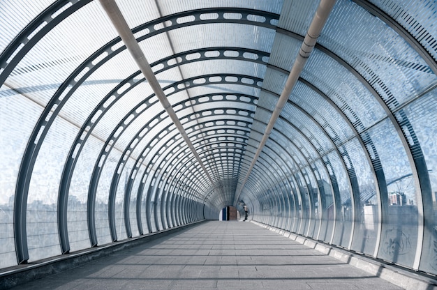 Premium Photo | Pedestrian footbridge at dlr train station in london