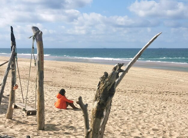 Premium Photo | Person resting in the open air relaxing on the beach in ...