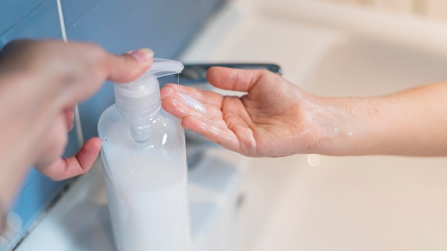 Free Photo | Person washing hands with soap