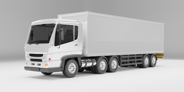 Premium Photo Perspective Angle View Of Delivery Truck On Studio White Background 3d Rendering