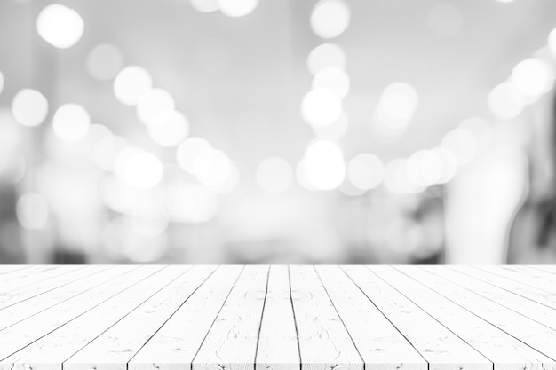 Premium Photo | Perspective empty white wooden table on top over blur