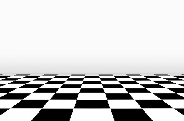 Premium Photo | Perspective view of chessboard floor with gray wall ...