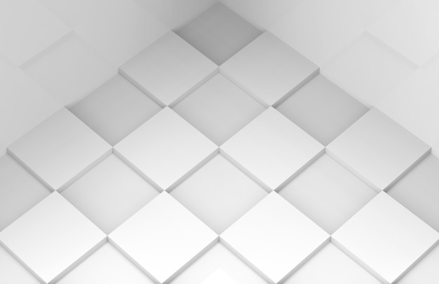 Perspective view of modern minimal style white square grid tile floor Photo Premium Download