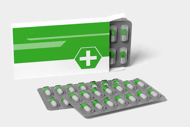 Pharmaceutical packaging - 3d rendering | Premium Photo