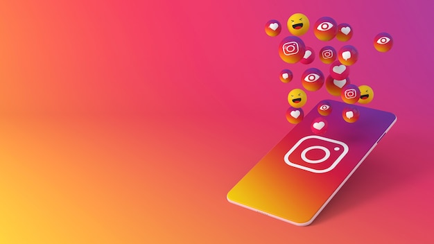 Premium Photo | Phone with instagram popping up icons