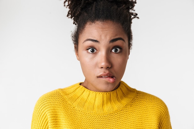 Premium Photo | Photo of a beautiful young confused woman posing over ...