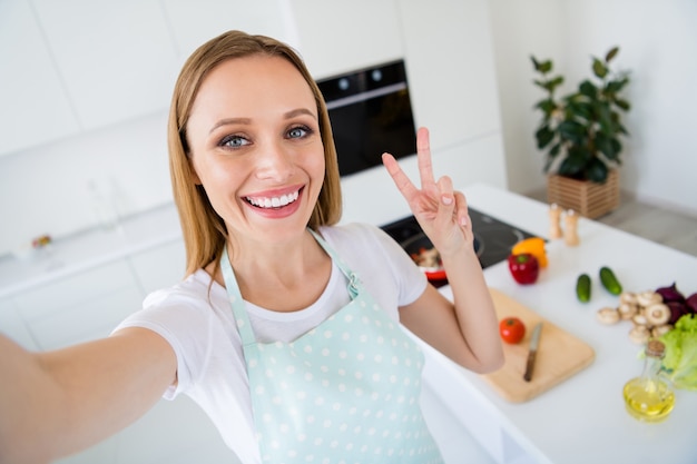 Premium Photo | Photo of pretty housewife weekend morning cooking ...