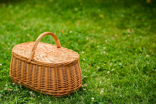 Free Photo | Picnic basket on a grass field