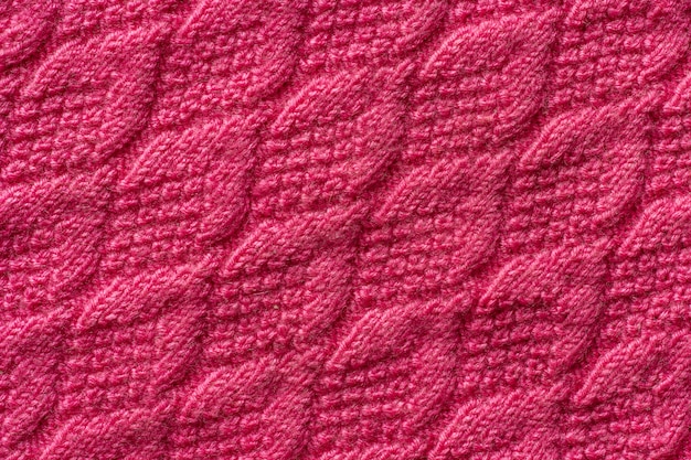 Premium Photo Piece Of Pink Knitted Fabric Background Or Texture Knitting Yarn Handmade