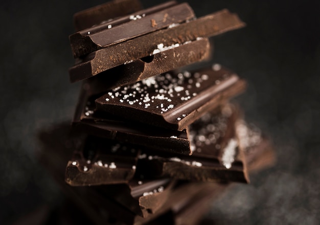 Free Photo | Pieces of chocolate and blurred background