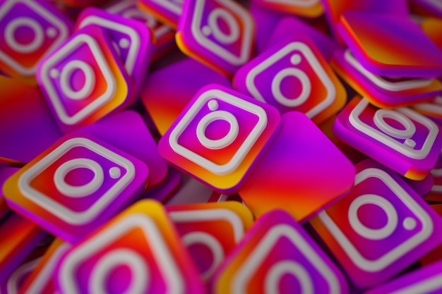 Pile of 3d instagram logos Free Photo