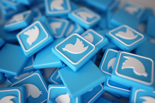 fitur bisnis untuk twitter Pile of 3d twitter logos Free Photo