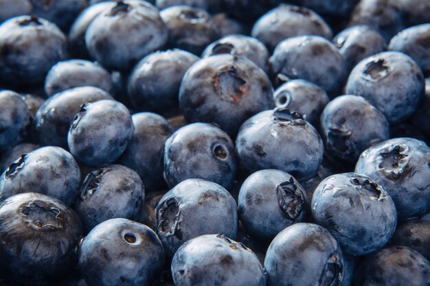 Premium Photo | Pile of big fresh blueberries. close up.