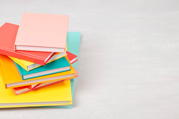 Pile of books on the table. leisure, reading, study concept Premium Photo