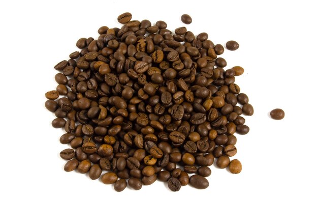 Premium Photo | Pile of coffee beans isolated on white background