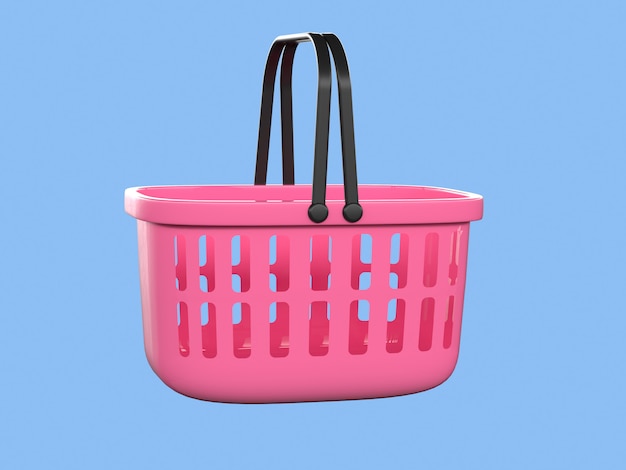 Premium Photo | Pink basket shopping business concept 3d render