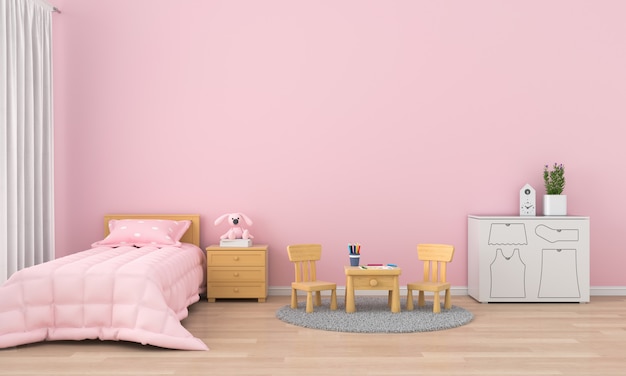 Download Pink children room interior for mockup | Premium Photo