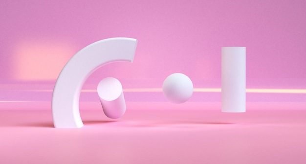 Pink geometric shape minimalist abstract background, 3d render. Premium Photo