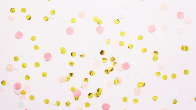 Download Free Pink And Gold Round Confetti On A Pink Pastel Background Template Use our free logo maker to create a logo and build your brand. Put your logo on business cards, promotional products, or your website for brand visibility.