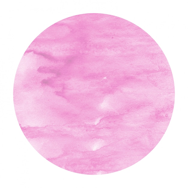 Pink hand drawn watercolor circular frame background texture with stains Premium Photo
