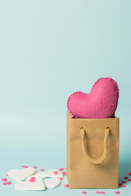 Pink Heart In Craft Bag Near Decorations Photo Free Download